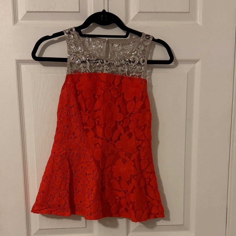 Anthropologie Red Lace Top
